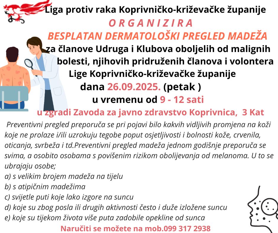 Drugi ciklus besplatnih dermatoloških pregleda madeža